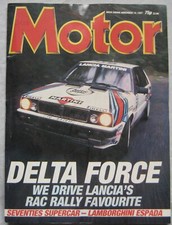 Motor magazine 14/11/1987 featuring Lancia Integrale, Lamborghini, Honda,Citroen