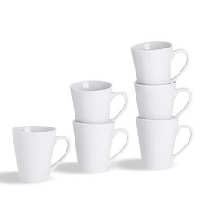 6x Classic White Latte Mugs