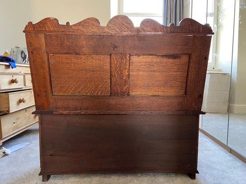 Antique oak monks bench - oak, hall