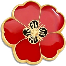 Red Poppies Badge Brooch Enamel Pin Veteran Lest we Forget UK Seller