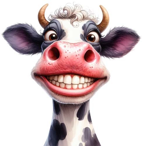 Colour funny baby cow - colour, wall