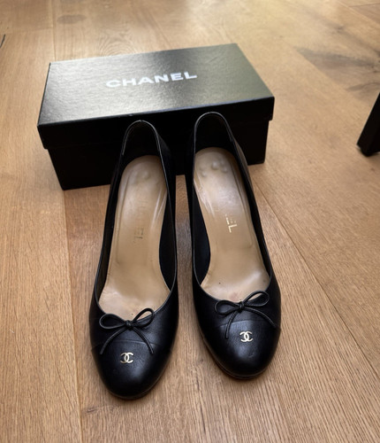 Chanel black leather block - black,