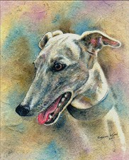 Greyhound Dog art Large signed