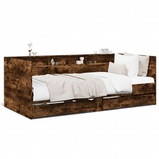 Daybed Smoked Oak Engineered Wood 100x200 cm Trundle Drawers Sofa Bed BedStorage