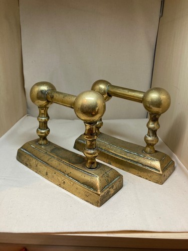 Pair brass fire dogs - of,