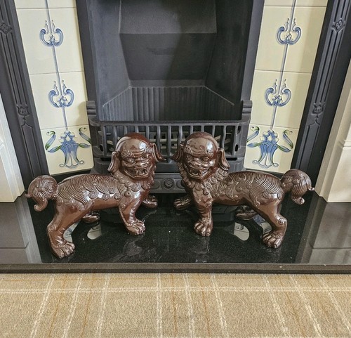 Vintage pair brown dogs foo - vintage,