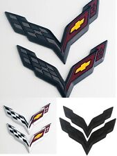 2PCs Corvette C7 Front Grille & Rear Emblem Badge 2014-2019 Cross Flag Symbol