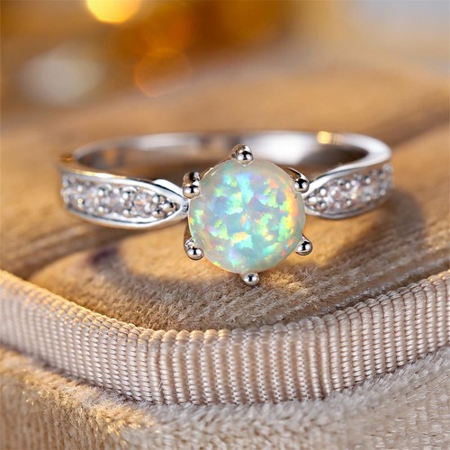White blue opal - white,