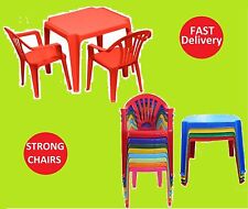 KIDS CHILDRENS PLASTIC TABLE AND CHAIRS SET NURSERY INDOOR OUTDOOR GARDEN CHAIRS