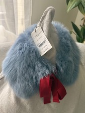 L.K. BENNETT SC Chatel Pale Blue Women's Shearling Lamb Wool Fur Collar RRP £195