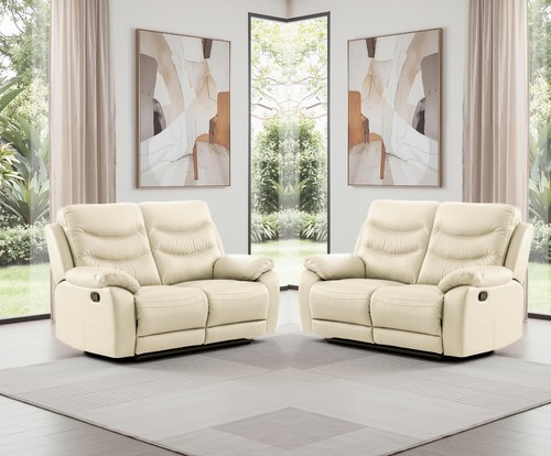 Cream italian leather - italian, seater