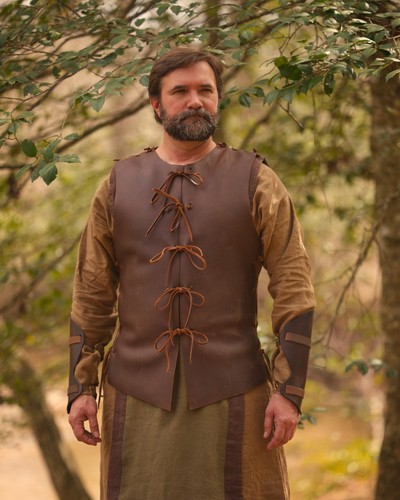 Leather viking jerkin - jerkin, larp