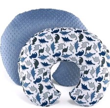 The Peanutshell Dino/Navy Dot Nursing Pillow Cover 2-pack