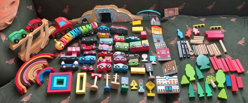 Large bundle wooden toys - of,