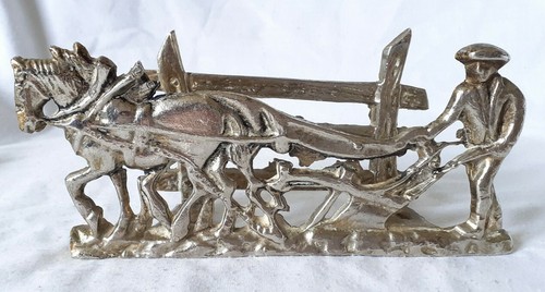 Vintage metal horse - vintage, plough'