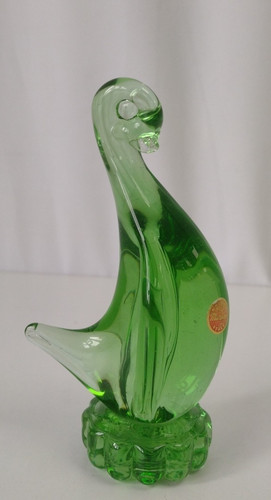 Murano green bird figurine - murano,