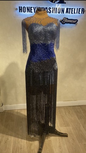 Women blue glitter fringe - blue,