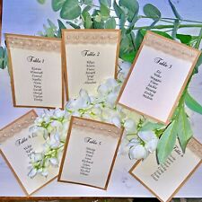 Wedding Seating Plan Cards - Personalised - Rustic Hessian, Lace & Pearls