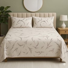 White Printed Cotton Satin