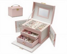 3 Tiers Large Jewellery Boxes Storage Case Drawer Cabinet Necklace Organizer New