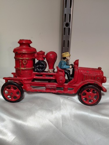 Vintage cast iron fire pumper - cast,