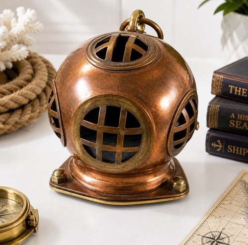 Vintage brass diving helmet - vintage,