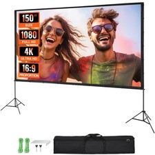 Uimoso Projector Screen with Stand 150 inch 16:9 4K 1080 HD Movie Screen Tripods