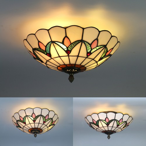 Tiffany style flush - flush, mount