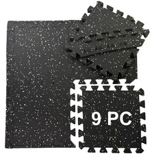 Rubber Gym Mat  Workshop Showroom Floor Tiles 1cm Thick Interlocking 31 x 31cm