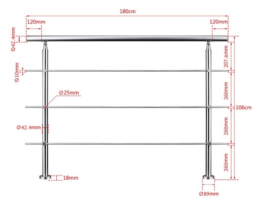 Stainless steel handrail - steel,