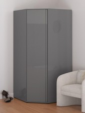 Layton Grey Corner Wardrobe Gloss Finish Space Saver  Storage Modern Design