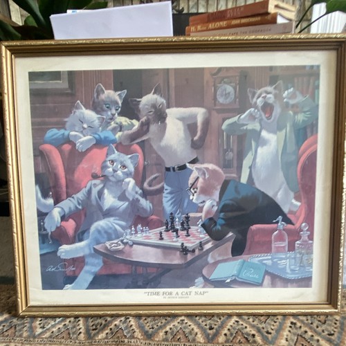 Cat playing chess - cat’s, painting