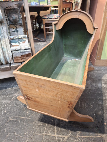 Antique pine rocking crib