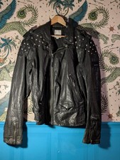Diesel Studded Rock Sheep's Leather Black Jacket Size XL Alternative Biker Coat 