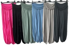 Women Lagenlook BOHO Hippy Harem Ali Baba baggy Loose Plain Yoga Trouser Pants