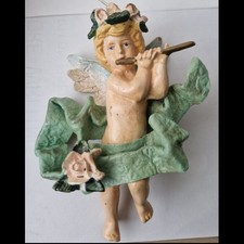 Vtg Flute Playing Cherub Christmas Tree Decoration ( Papermache Victorian style)