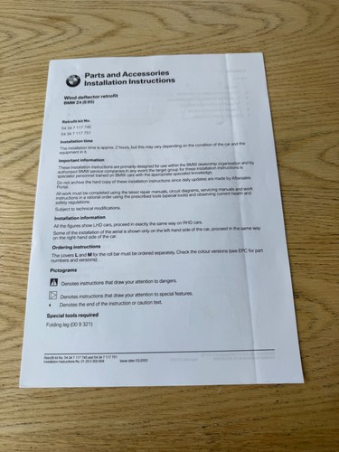 Genuine bmw e85 wind - genuine,