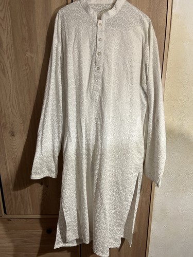 Men white cotton kurta - white,