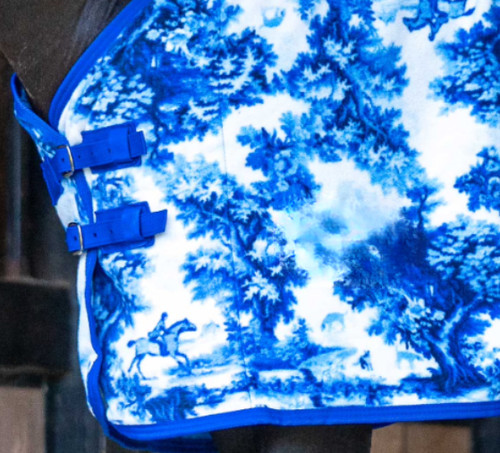 Blue white floral horse - floral,