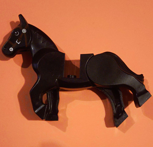 Lego black horse with - black,