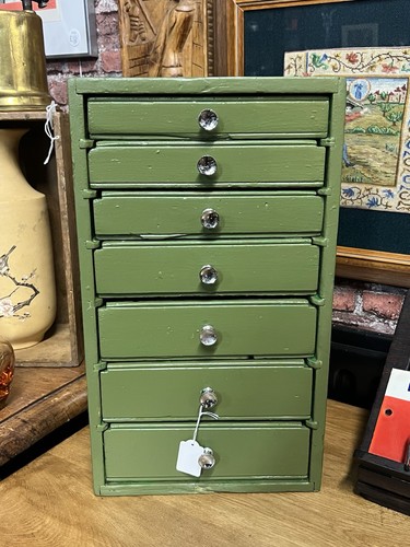 Vintage drawer green - 7, wooden
