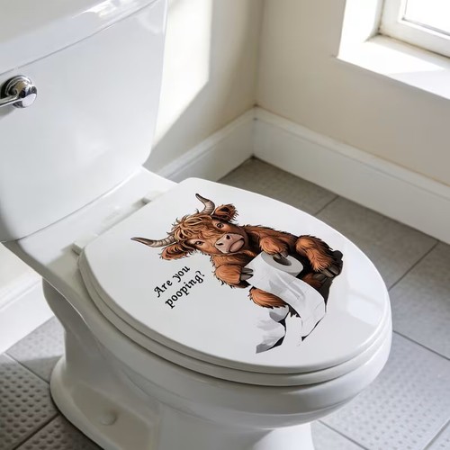 Highland cow toilet sticker - highland,