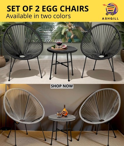 Egg chair 3pc outdoor bistro - chair,