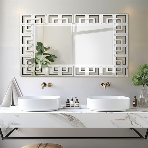 Large silver wall mirror - large,