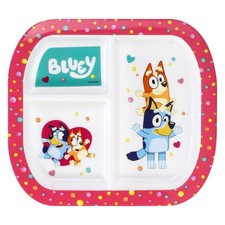 Bluey Pink 3 Section Childrens Kids Toddlers Divided Lunch Dinner Plate