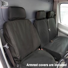 Mercedes Sprinter Van 2018+ Heavy Duty Waterproof Front Seat Covers Black 415