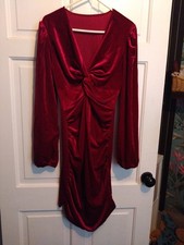 Yozy Womens Body Con Dress Red Velvet Size M 10