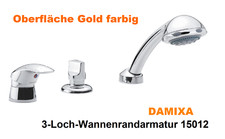 Damixa Jupiter 3 Hole Bath Rim Faucet with Hand Shower in Stainless Brass/Gold 15012