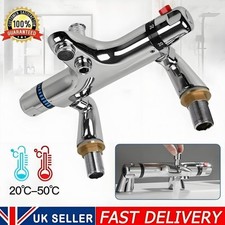Modern Thermostatic Bath Shower Mixer Taps Deck Mounted Chrome Valve Bar Tap UK