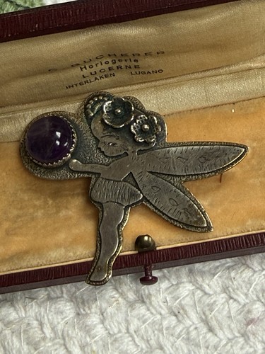 Fairy brooch amethyst silver - amethyst,